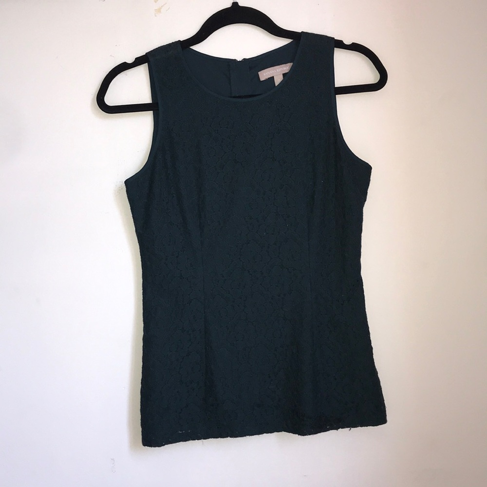 Banana republic Forest green lace peplum top.